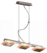 PROLIX P6025/3L függesztett lámpa – 3×G9, 60 W, szatén, narancs+kék+piros díszüveggel