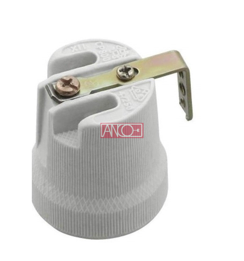 ANCO Porcelán foglalat fémlappal, E27