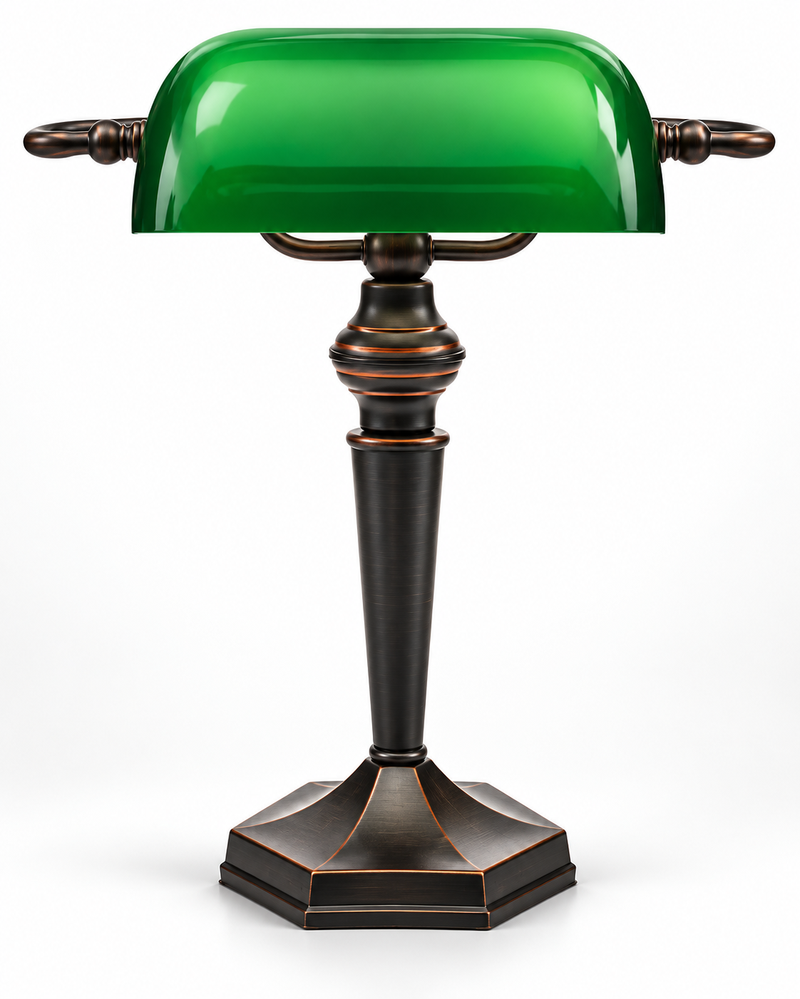 LANDLITE TL609 banker's lamp – E27, max. 60 W, green glass shade