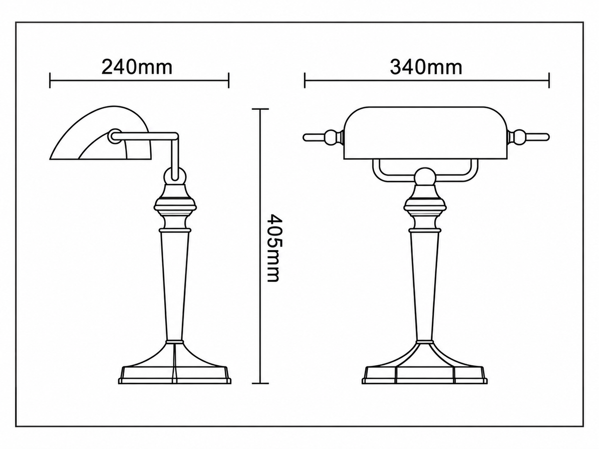 LANDLITE TL609 banker's lamp – E27, max. 60 W, green glass shade