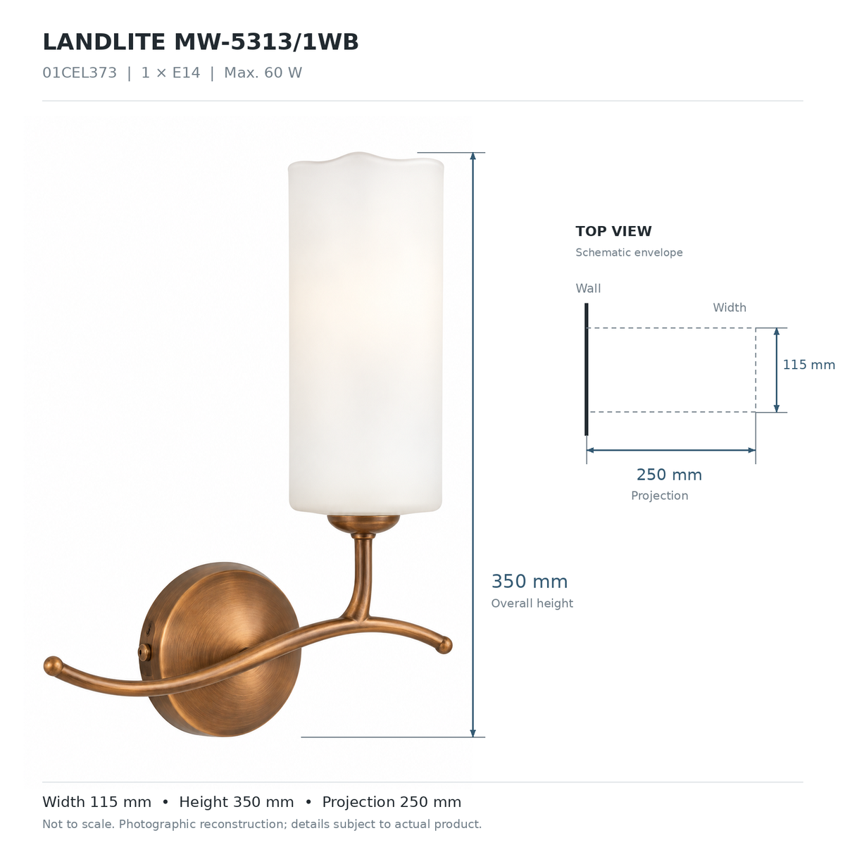 MW-5313/1WB fali lámpa – 1×E14 60 W