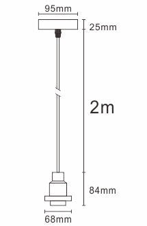 LANDLITE PL-M-046 függesztett lámpa – E27, max. 60 W, fekete