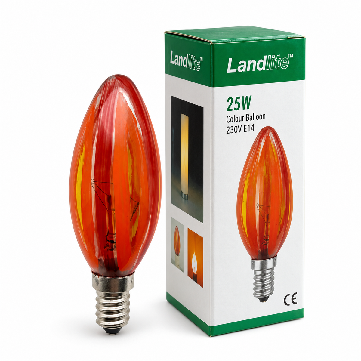 LANDLITE színes dekor izzó SAN FRANCISCA, E14, 25 W, gyertya, narancsvörös – 2. kép
