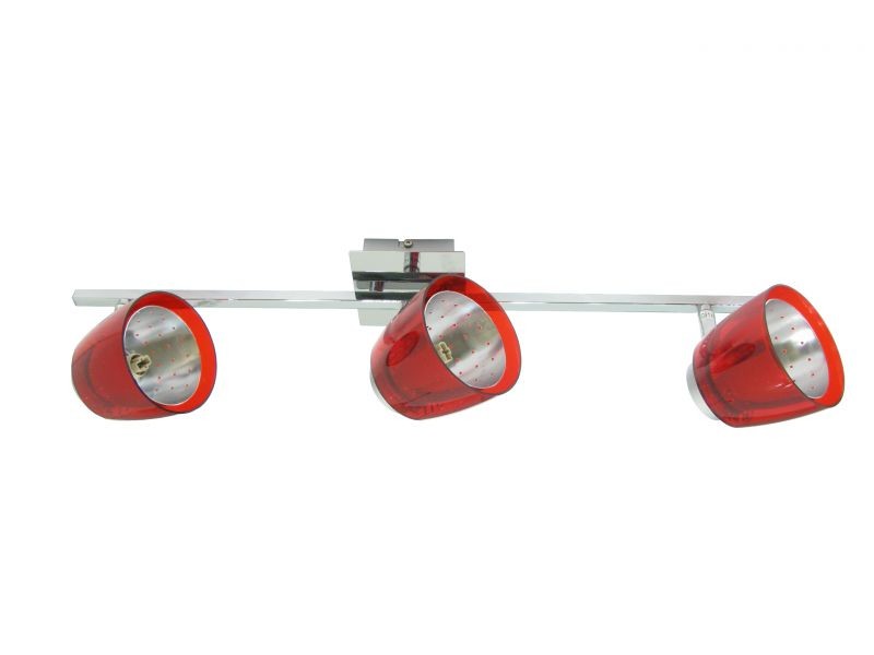 FELIX G929-3TU, 3x40W G9, transparent red, chrome, Wall/Ceiling Lamp