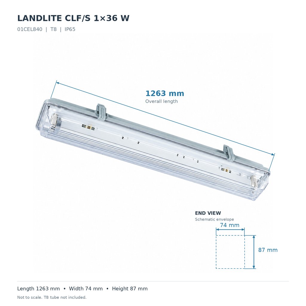 CLF/S 1-36 vízálló lámpatest – 1×36 W, T8, IP65 – 2. kép