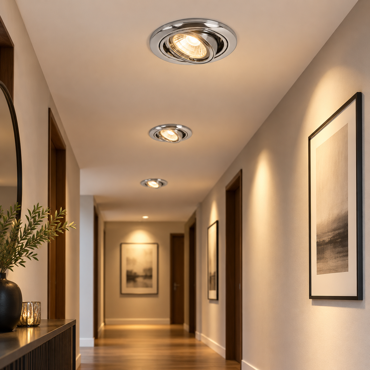 DL-60 recessed downlight – 230 V, matt chrome, industrial pack