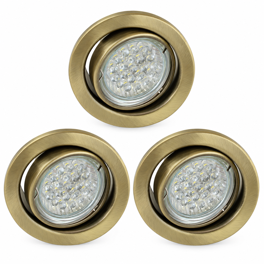 KIT-60A beépíthető spot szett, 3 db – 3×1,5 W GU10 LED, melegfehér, antik bronz – 8. kép