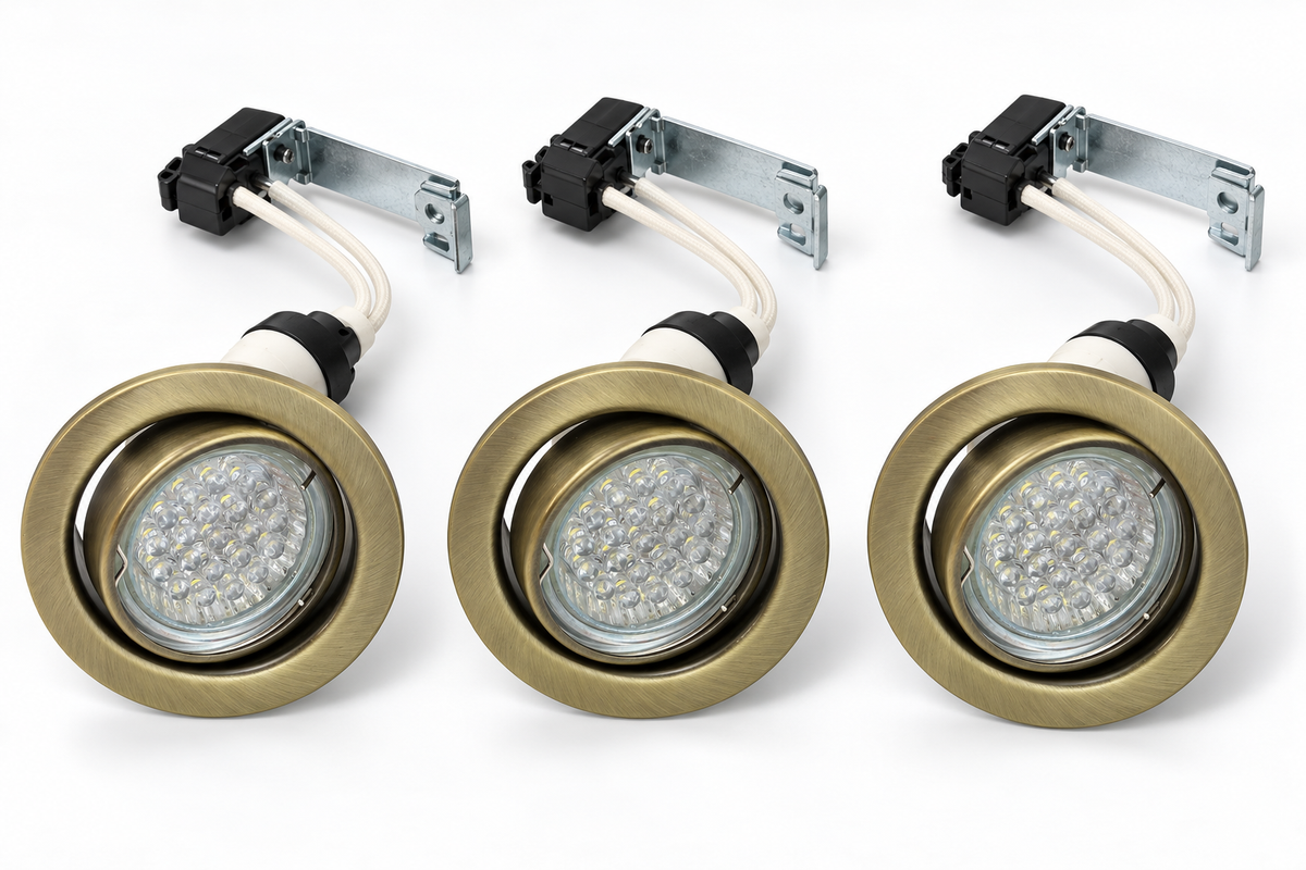 KIT-60A beépíthető spot szett, 3 db – 3×1,5 W GU10 LED, melegfehér, antik bronz