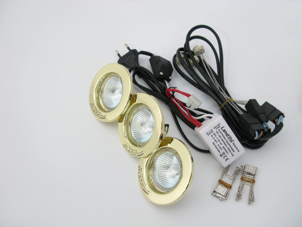 KIT-711-3 (KIT-57-3) halogen downlight kit – 3×20 W, 12 V, brass