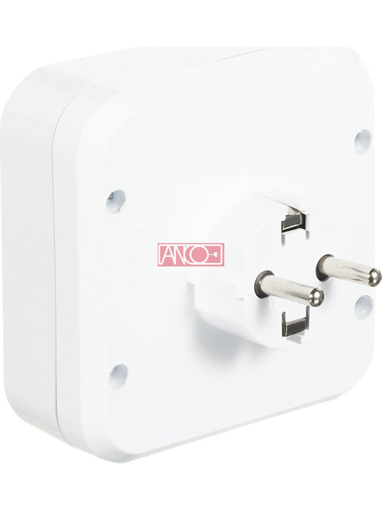 ANCO 4-es földelt dugalj adapter, kocka, 16 A, fehér