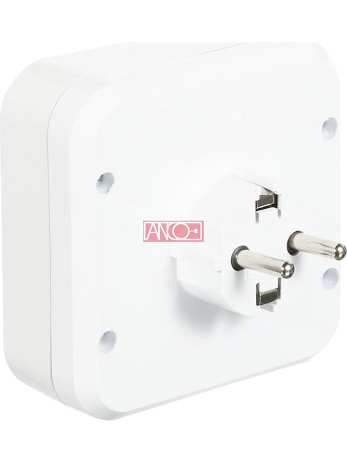 ANCO 4-es földelt dugalj adapter, kocka, 16 A, fehér