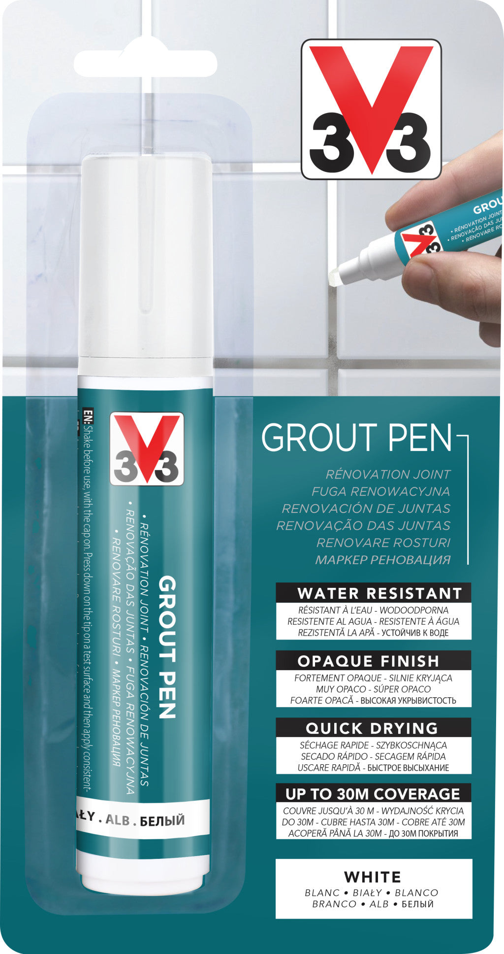 V33 Fugafelújító toll – 15 ml, fehér