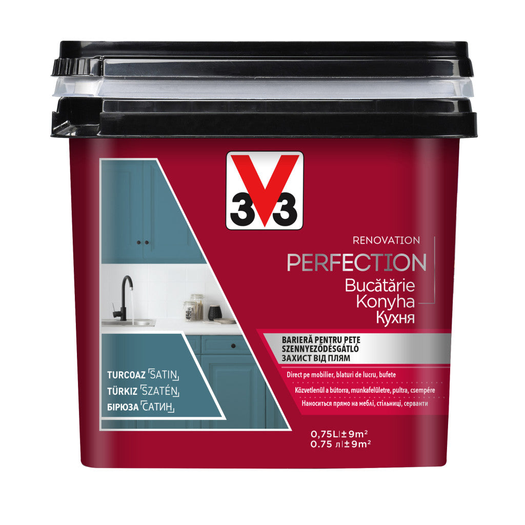 V33 Felújító konyhafesték – 0,75 L, türkiz