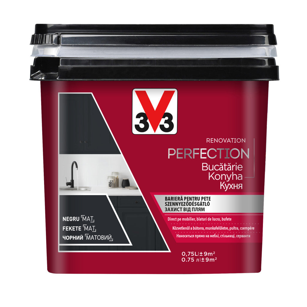 V33 Felújító konyhafesték – 0,75 L, fekete