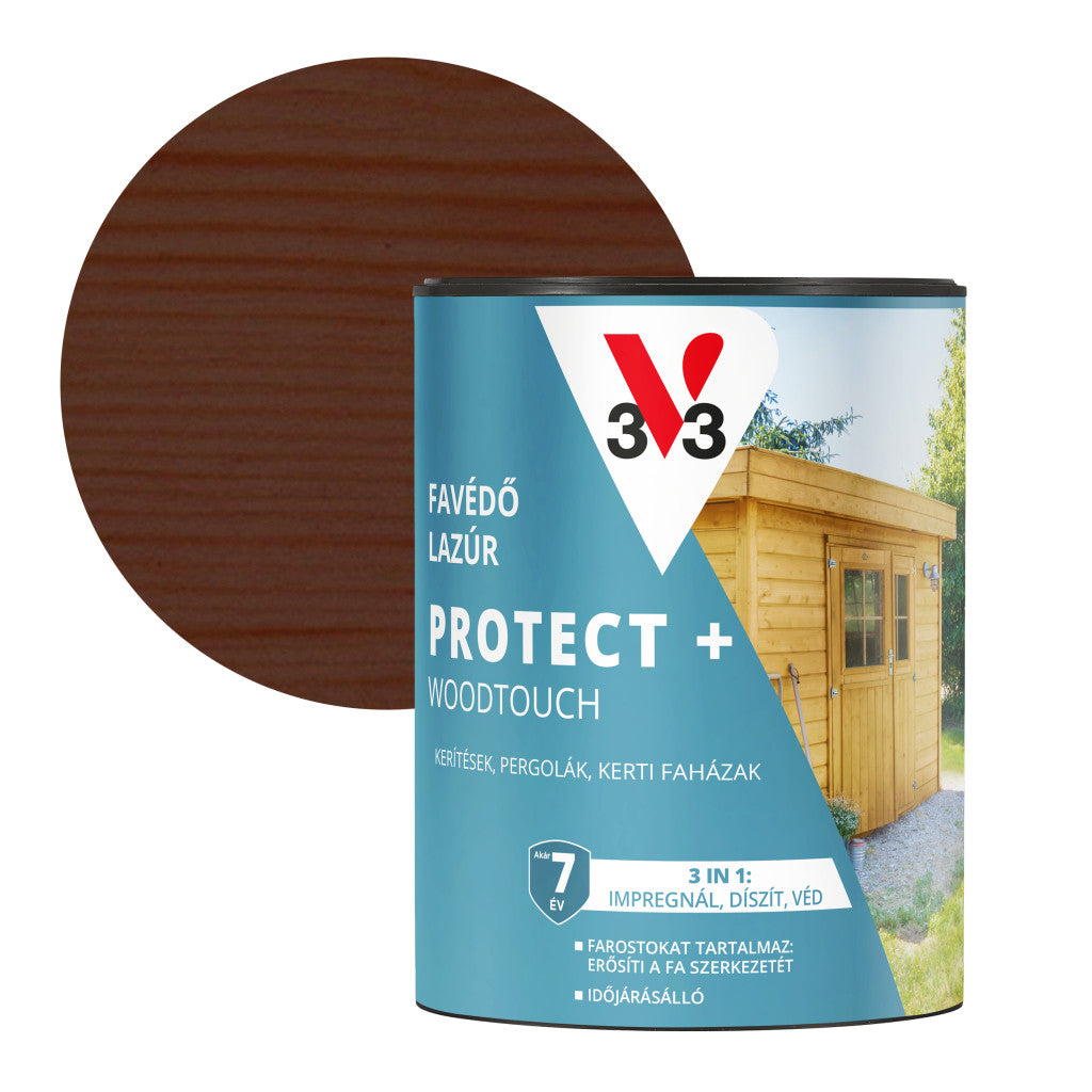 V33 Protect + Woodtouch impregnáló falazúr – 0,7 L, sötét tölgy