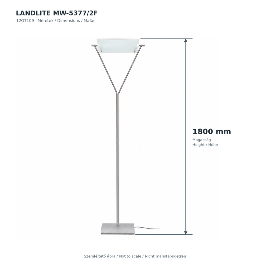 LANDLITE MW-5377/2F méretábra – teljes magasság 1800 mm, nem méretarányos