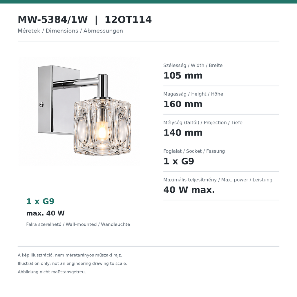 MW-5384/1W fali lámpa – 2. kép
