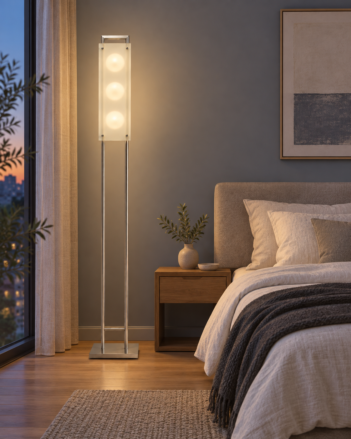 LANDLITE FIDELIO MW-5422/3F állólámpa hálószobában, esti fény