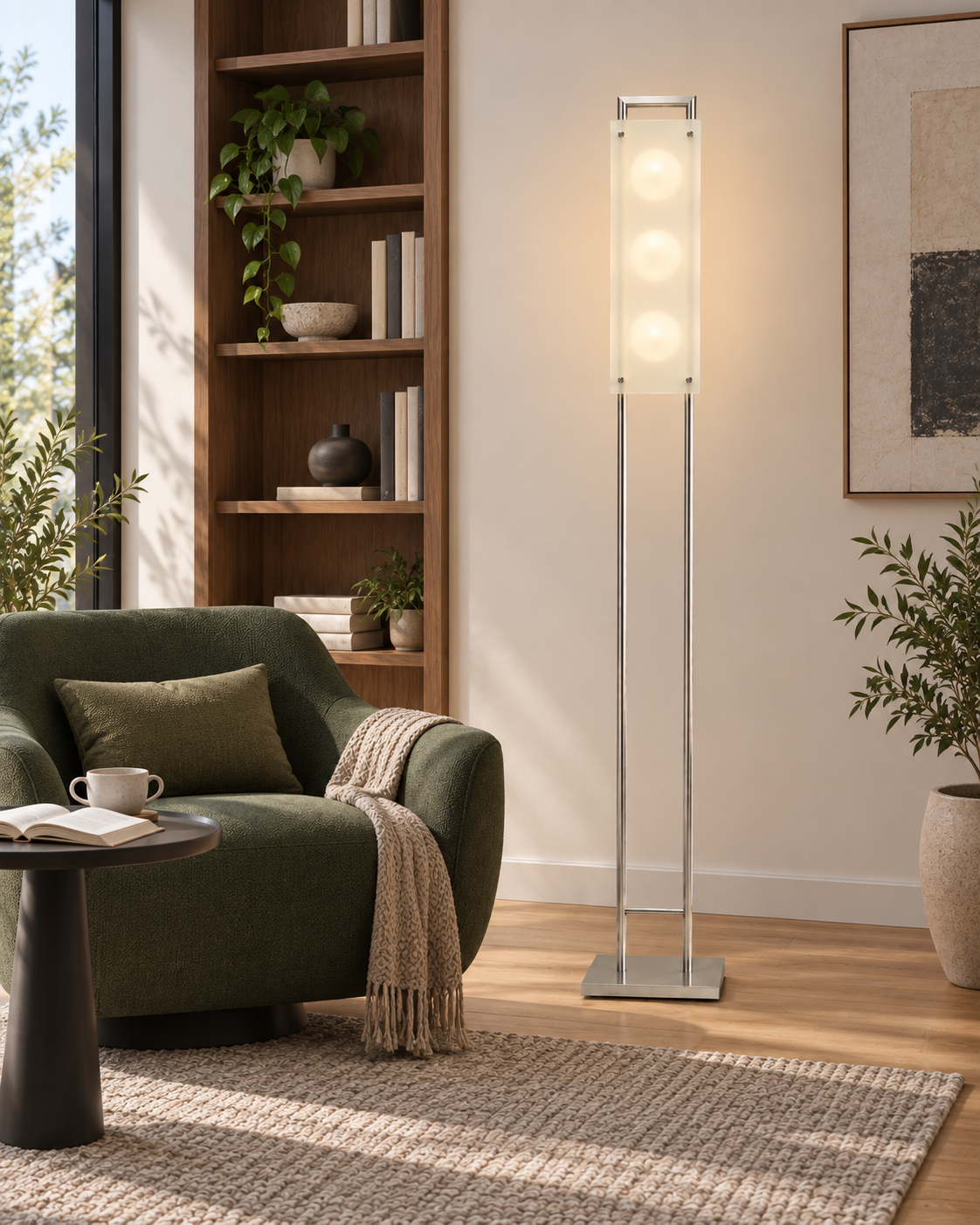 LANDLITE FIDELIO MW-5422/3F állólámpa nappaliban, kanapé mellett