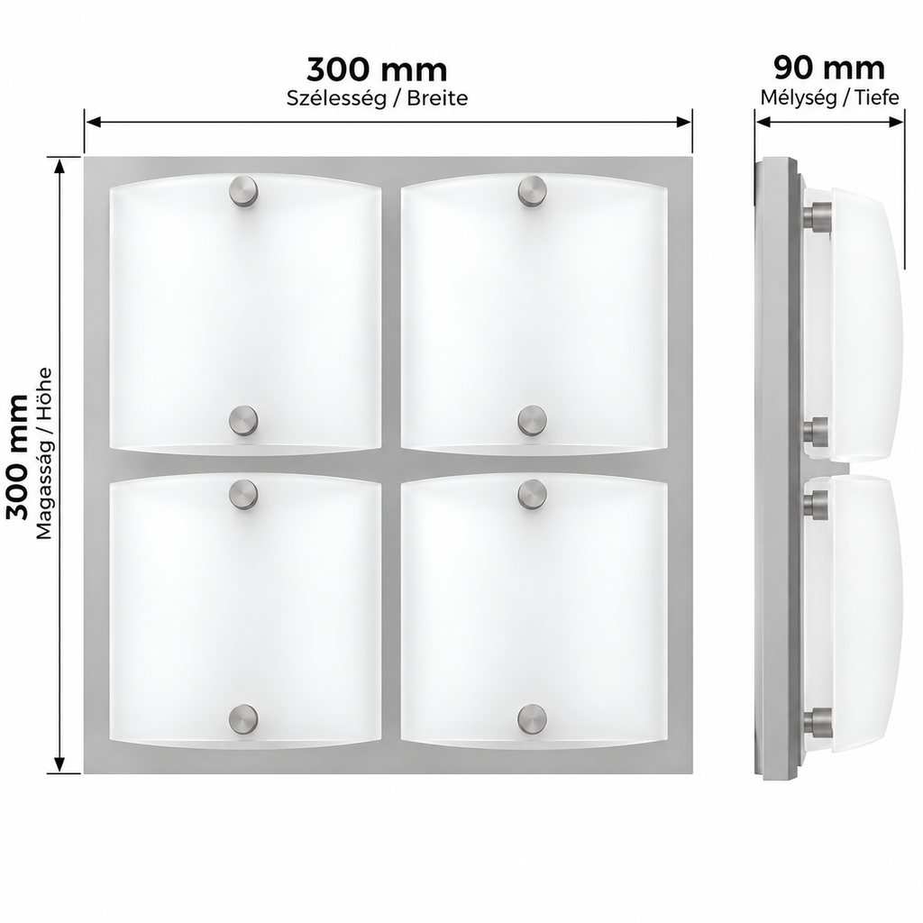 ARTUS 1174 fali/mennyezeti lámpa – 4×G9, 40 W, króm talp, matt fehér üveg – 2. kép