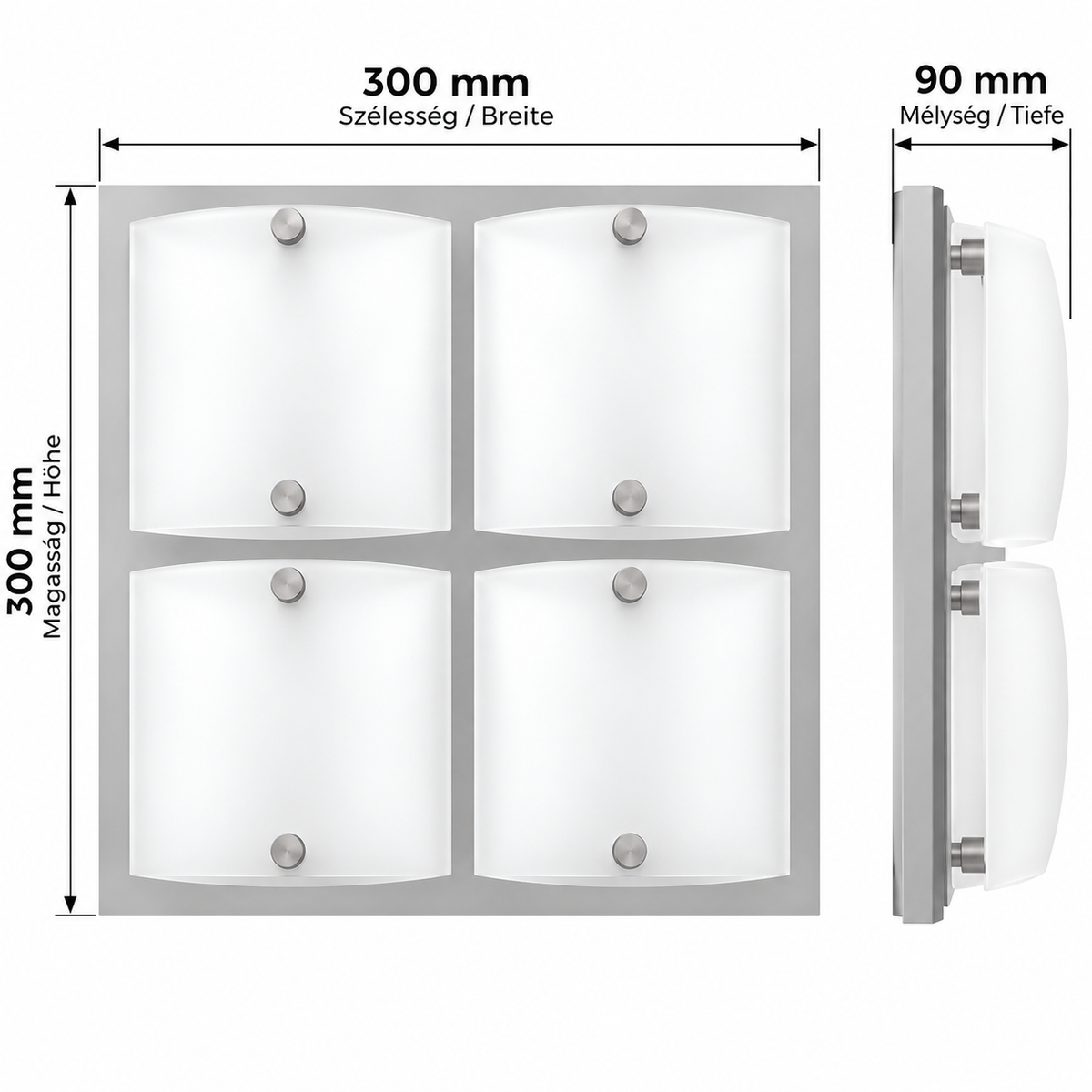 ARTUS 1174 Wand-/Deckenleuchte – 4×G9, 40 W, Sockel in Chrom, mattweißes Glas