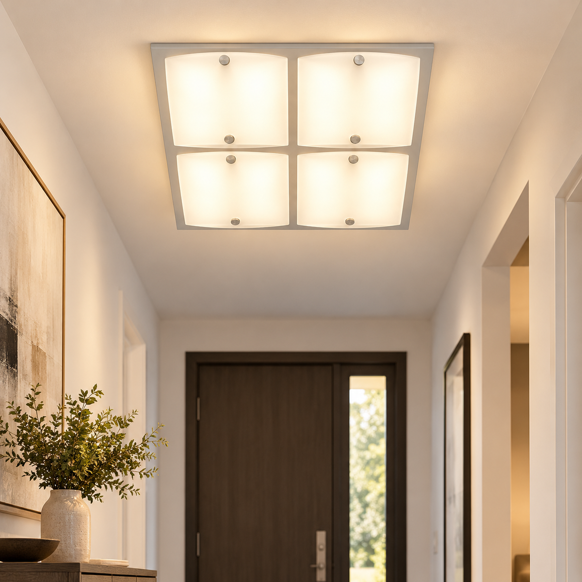 ARTUS 1174 Wand-/Deckenleuchte – 4×G9, 40 W, Sockel in Chrom, mattweißes Glas