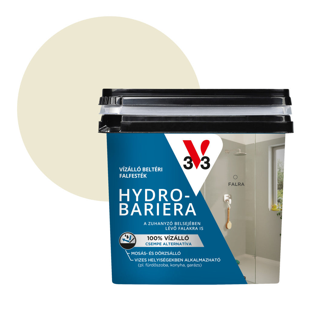 V33 Hydro-Bariera vízálló beltéri falfesték – 0,75 L, elefántcsont