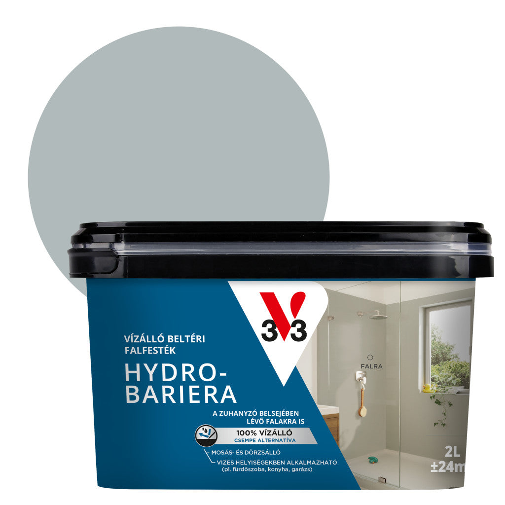 V33 Hydro-Bariera vízálló beltéri falfesték – 2 L, sarkvidéki köd