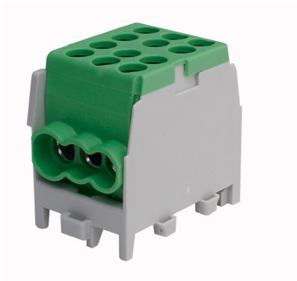 ANCO fővezeték-soroló HLAK 25 1/4 M2, 1 pólusú, 2 x 25 mm² be / 4 x 16 mm² ki, TS35 sínre, zöld