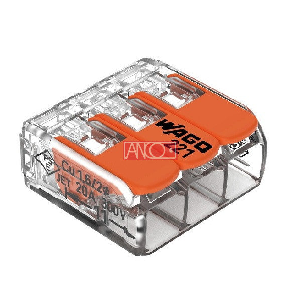 WAGO oldható kompakt vezetékösszekötő, 3 x 0,2–4 mm², 32 A, 50 db