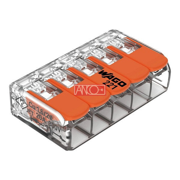 WAGO oldható kompakt vezetékösszekötő, 5 x 0,2–4 mm², 32 A, 25 db