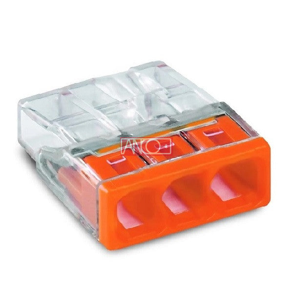 WAGO nem oldható kompakt vezetékösszekötő, 3 x 0,5–2,5 mm², 24 A, 100 db