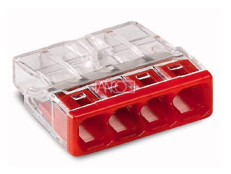 WAGO nem oldható kompakt vezetékösszekötő, 4 x 0,5–2,5 mm², 24 A, 100 db