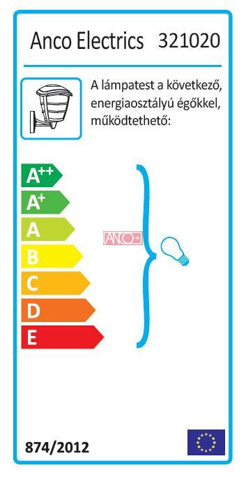 ANCO Cologne kültéri fali lámpa – E27, max. 60 W, IP44, felfelé álló, fekete