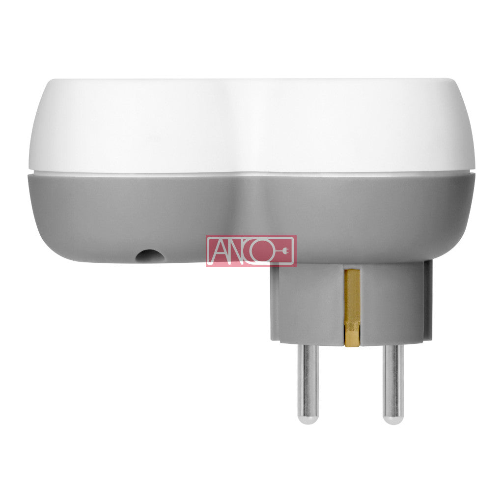 ANCO földelt elosztó adapter 2 USB (A+C) csatlakozóval, 16 A, 3680 W, IP20, fehér/szürke