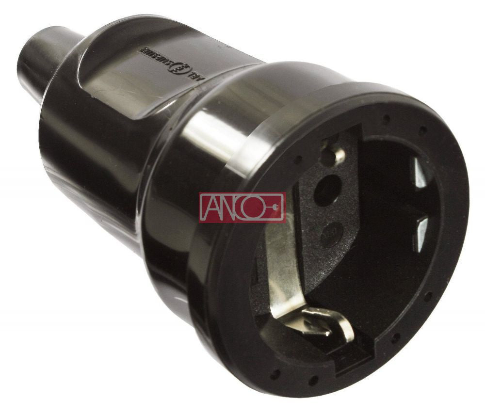 ANCO PVC dugalj (aljzat csatoló), földelt, fekete