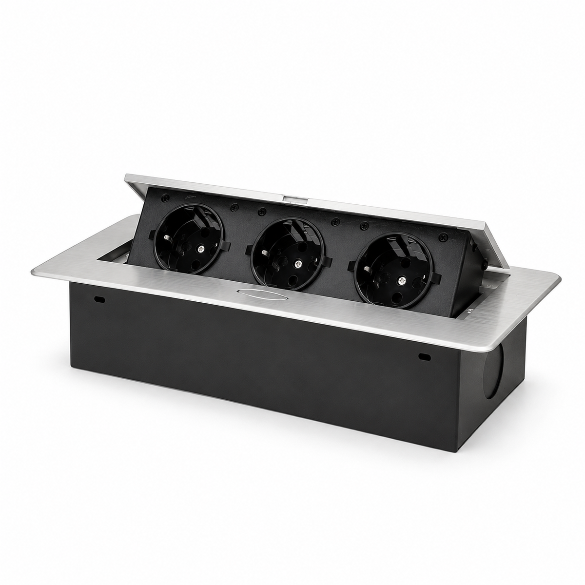 ANCO Einbau-Steckdose für Möbel, 3-fach, silber