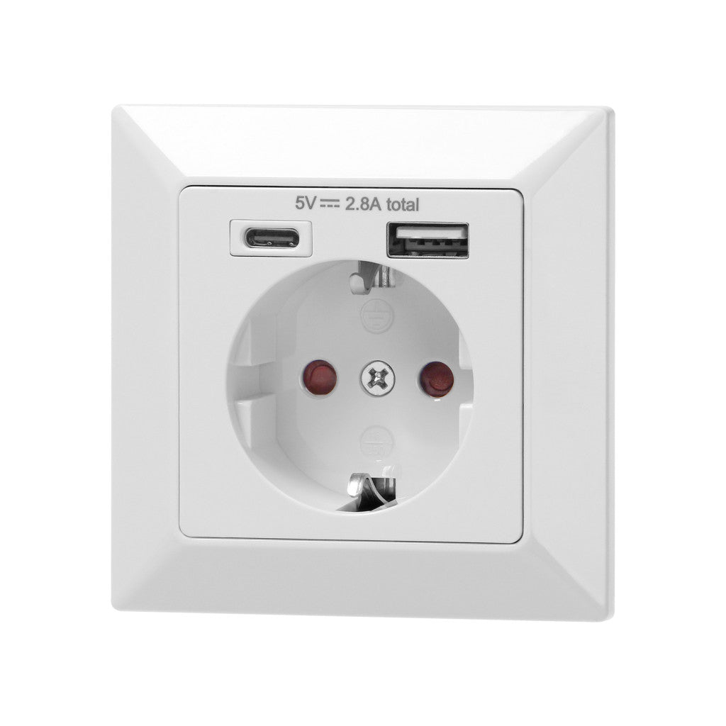 ANCO 1-es dugalj USB-A + USB-C csatlakozóval, fehér