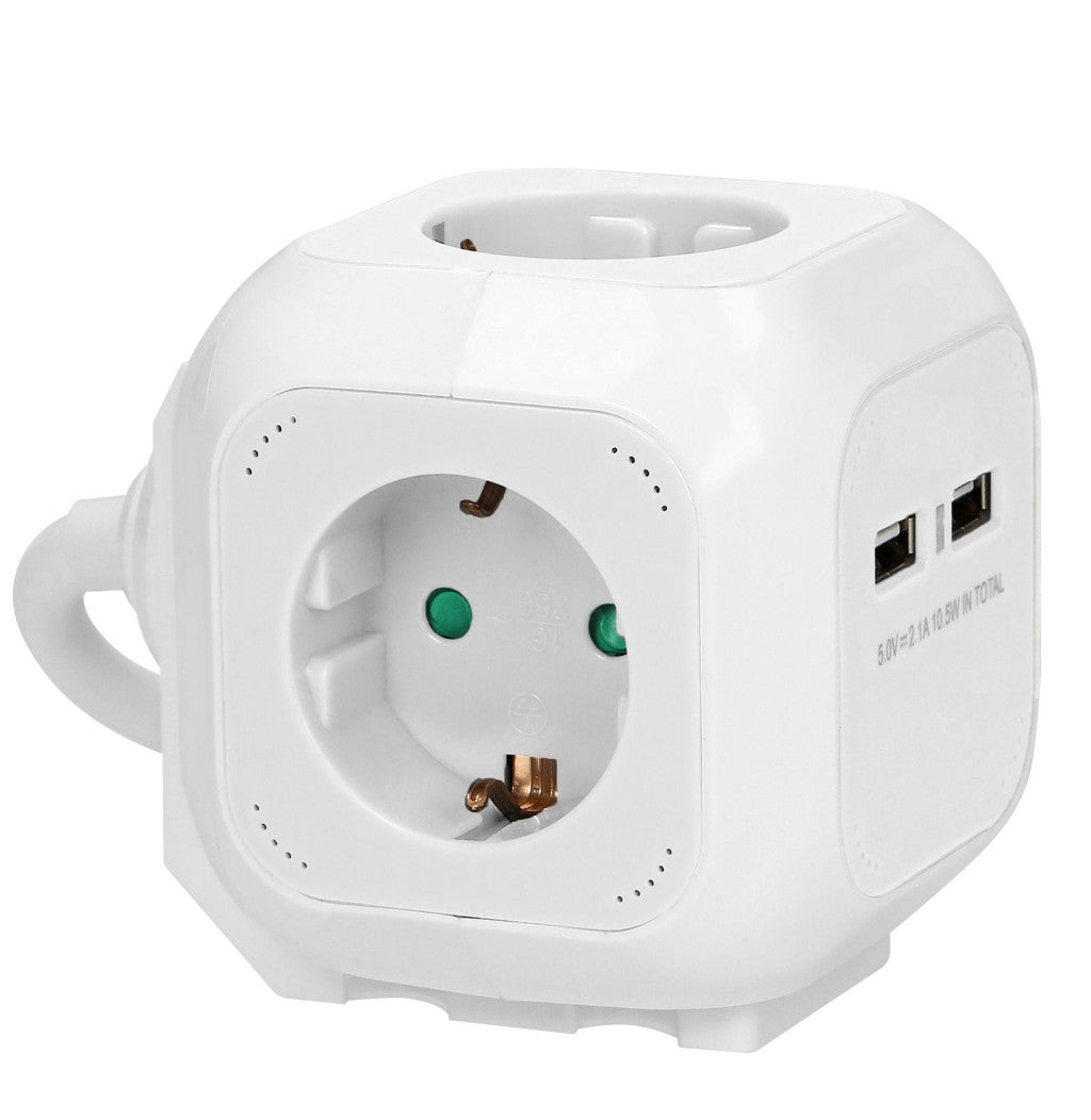 ANCO Cube asztali elosztó 4-es + USB, fehér