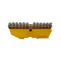 ANCO szigetelt gyűjtősín-földelősín PE12, TH35 kalapsínre, 81 x 43 x 11,5 mm, sárga