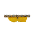 ANCO szigetelt gyűjtősín-földelősín PE18, TH35 kalapsínre, 118 x 43 x 11,5 mm, sárga