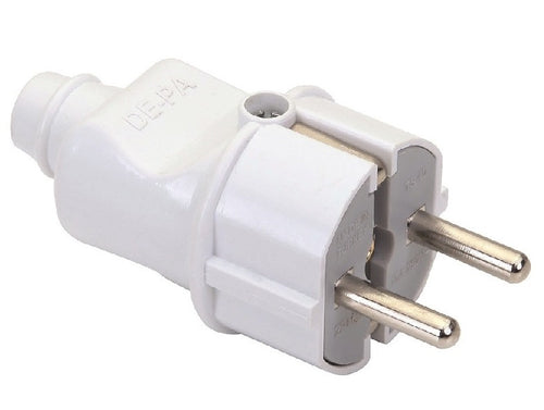 ANCO földelt dugó középső bevezetéssel, 16 A, 250 V, PVC, fehér