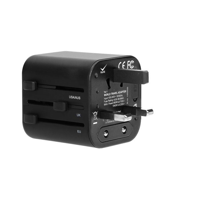ANCO univerzális utazó adapter, 200 ország, 8 A, fekete