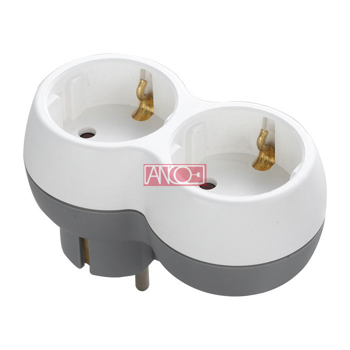 ANCO 2-es földelt dugalj adapter, 16 A, 3680 W, fehér/szürke