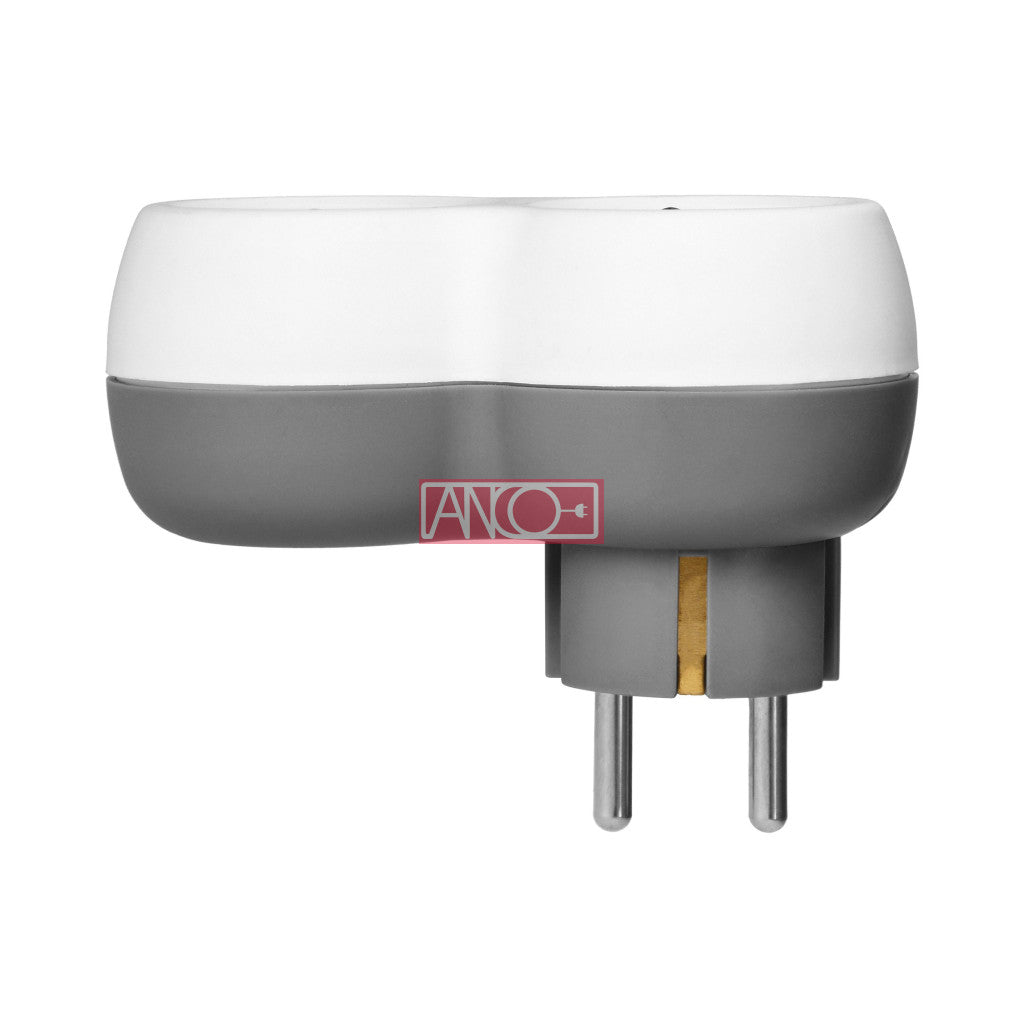 ANCO 2-es földelt dugalj adapter, 16 A, 3680 W, fehér/szürke