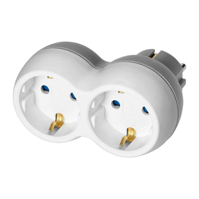 ANCO 2-es földelt dugalj adapter, 16 A, 3680 W, fehér/szürke