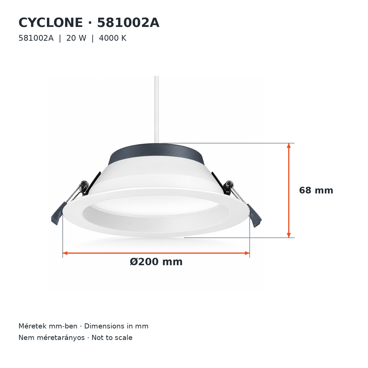 D5130-CD-NW CYCLONE LED downlight – 14 W, 1190 lm, 4000 K