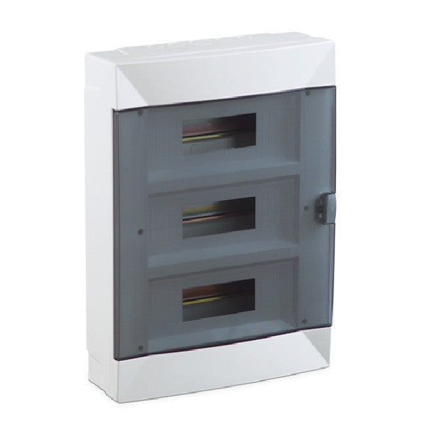 ANCO falon kívüli biztosítéktábla ajtóval, 3 x 12 modul, IP40, halogénmentes, fehér