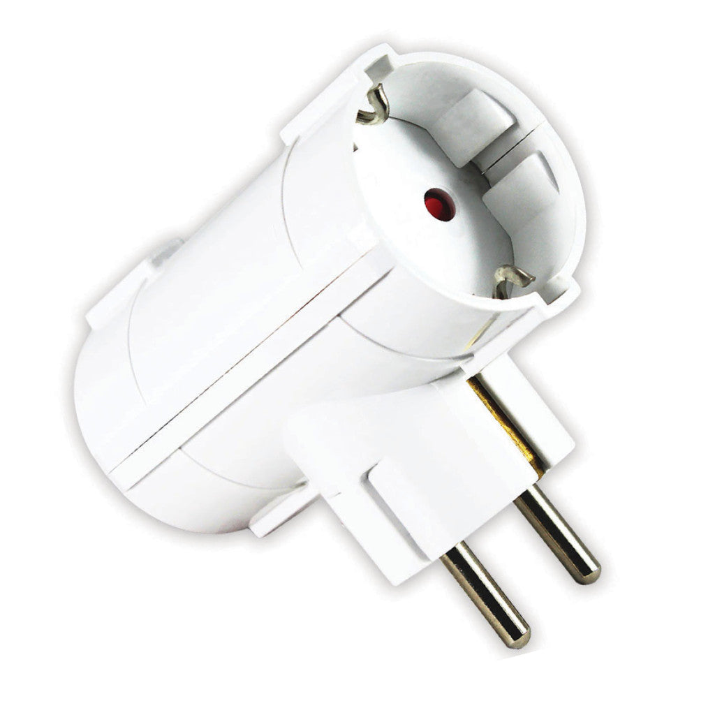ANCO 2-es földelt T elosztó, függőleges, 16 A, 3500 W, IP20, fehér