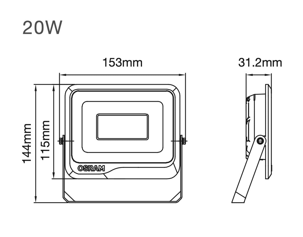 OSRAM LP FL 20W 865 SF BL LED reflektor – 20 W, 2500 lm, 6500 K, IP65, fekete